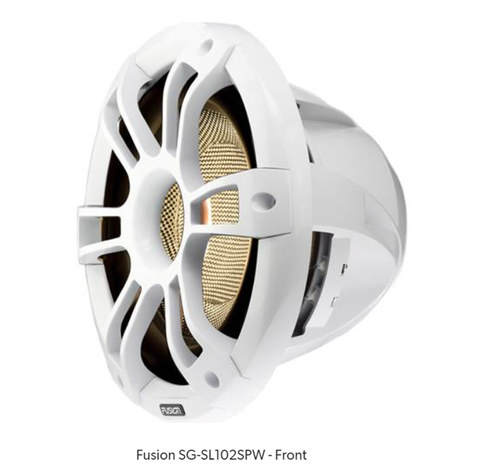 Fusion - SG-SL102SPW / 010-02435-10 - 10" 600 Watt Sports White Marine Subwoofer with CRGBW