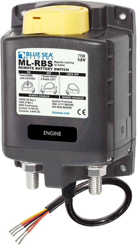 Blue Sea Systems - 7700-BSS - ML-RBS Remote Battery Switch with Manual Control - 12V DC 500A