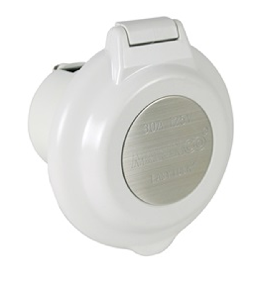 Marinco - 304EL-B - Inlet, 30A 125V, Round, White