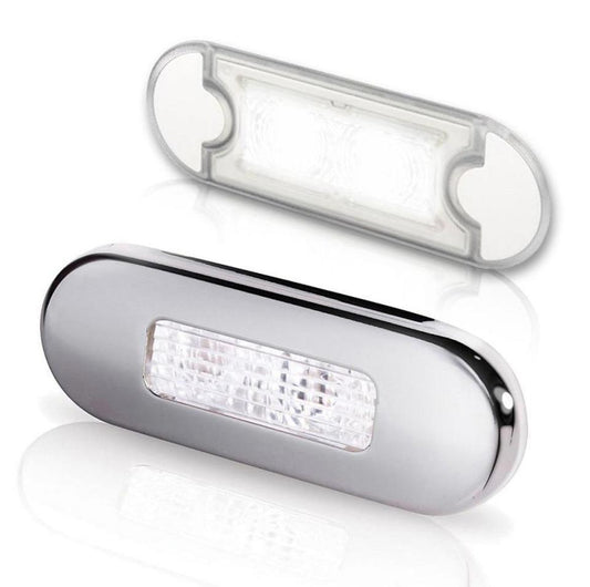 Hella Marine - 9AR 998 019-001 - OBLONG COURTESY & STEP LAMP POLISHED 316 S/S BEZEL (Not suitable for narrow rim lamps)