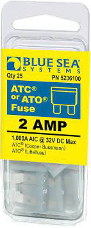 Blue Sea Systems - 5236100-BSS - Fuse ATO/ATC 2A Pack 25