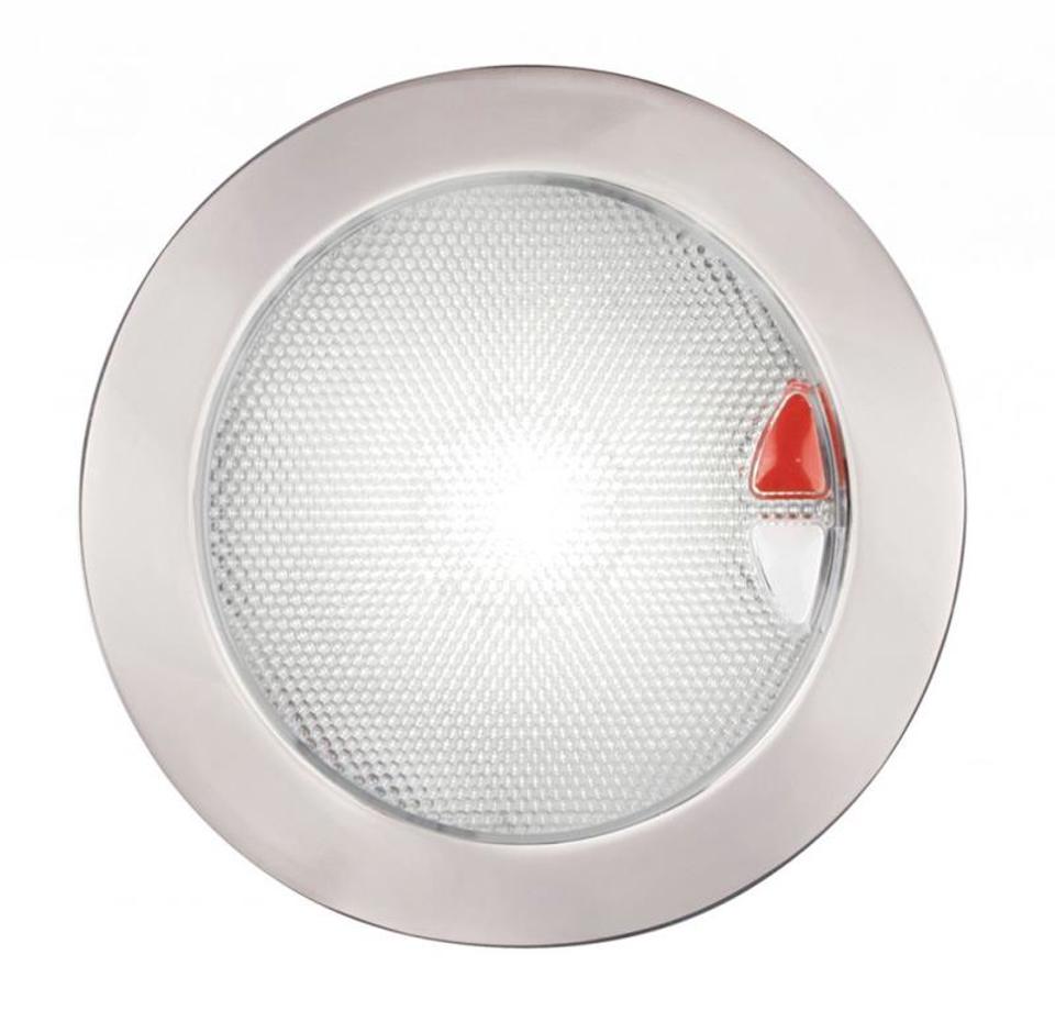 Hella Marine - 2JA 980 630-011 - LED DOWNLIGHT EUROLED 150 9-33V RED/WHITE TOUCH WHITE SPACER - POLISHED 316 S/S RIM