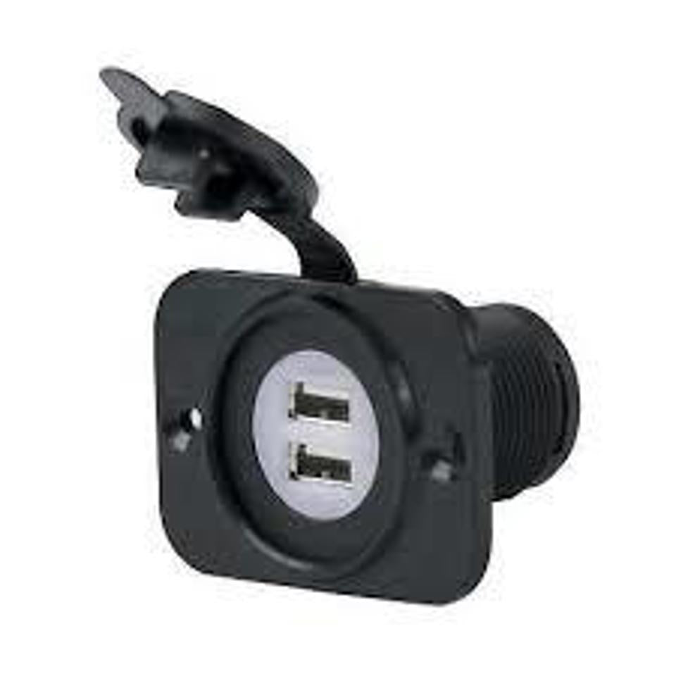 Marinco - 12VDUSBN-B - Dual USB Charger Receptacle 12-24V, No LED, OEM